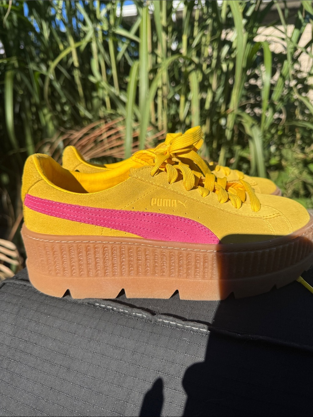 Puma Fenty yellow pink platform shoes 40 us 9